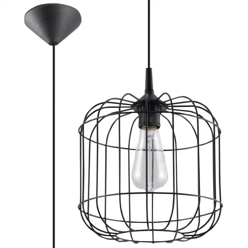 Suspension CELTA, acier noir, E27
