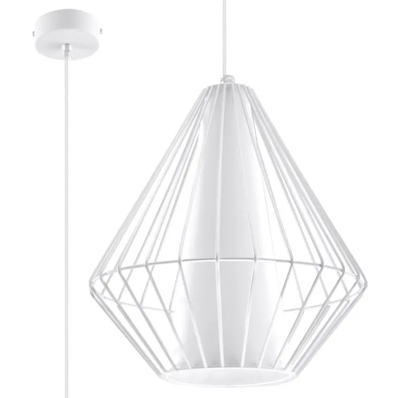 Suspension DEMI, acier/PVC, blanc, E27