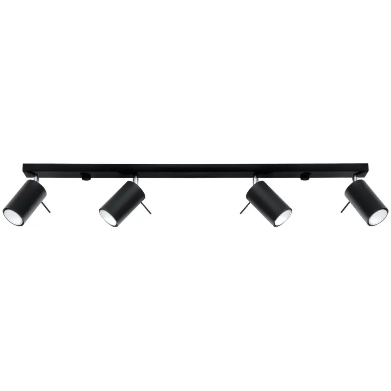 Plafonnier RING 4L, acier noir, GU10