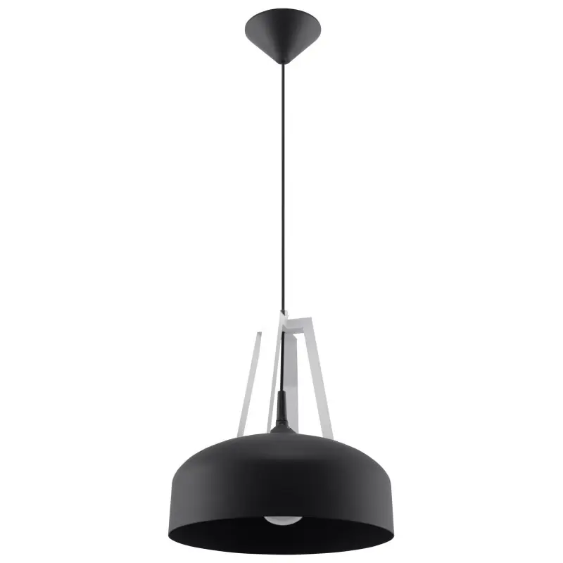 Suspension CASCO, acier/bois/plastique, noir/blanc, E27