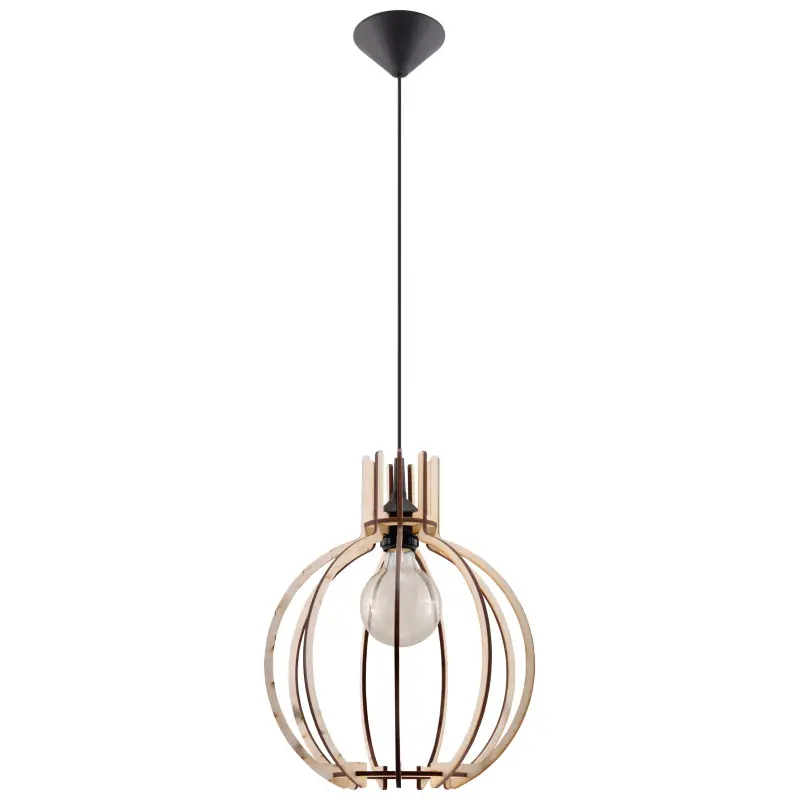 Suspension ARANCIA, bois/plastique, bois naturel/noir, E27