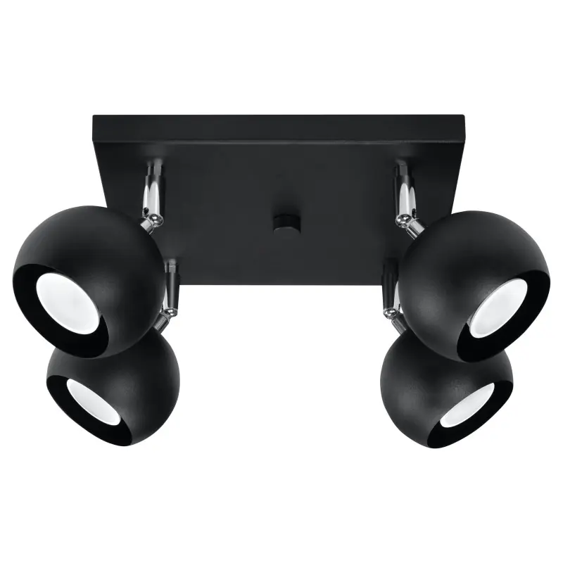 Plafonnier OCULARE 4, acier noir, GU10