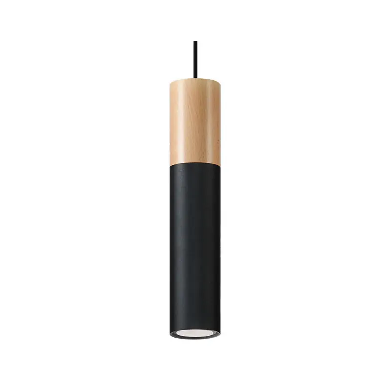 Suspension PABLO, acier/bois, noir/naturel, GU10