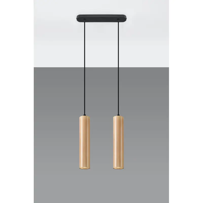 Suspension LINO 2, acier/bois, noir/naturel, GU10