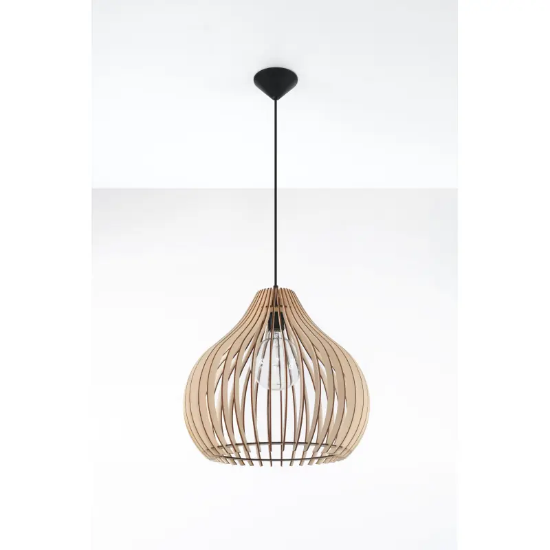 Suspension APRILLA bois naturel/PVC, noir, E27