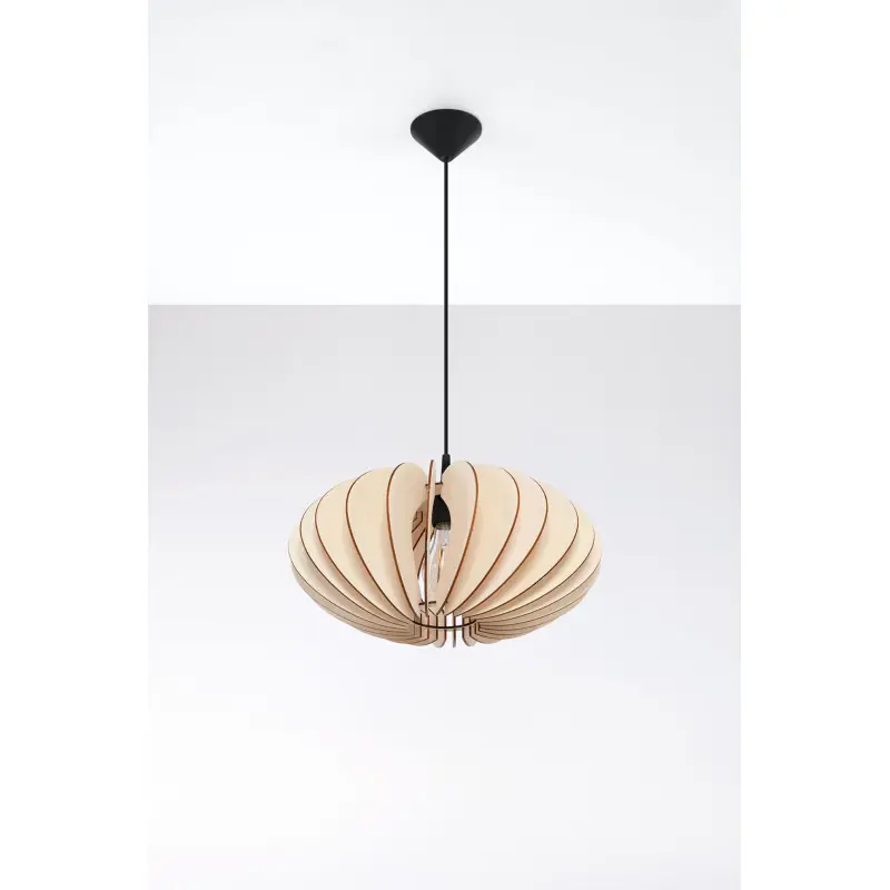 Suspension SOPHIA bois naturel/PVC, noir, E27