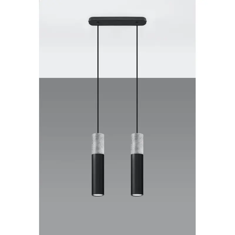 Suspension BORGIO 2, acier/béton, noir/gris, GU10