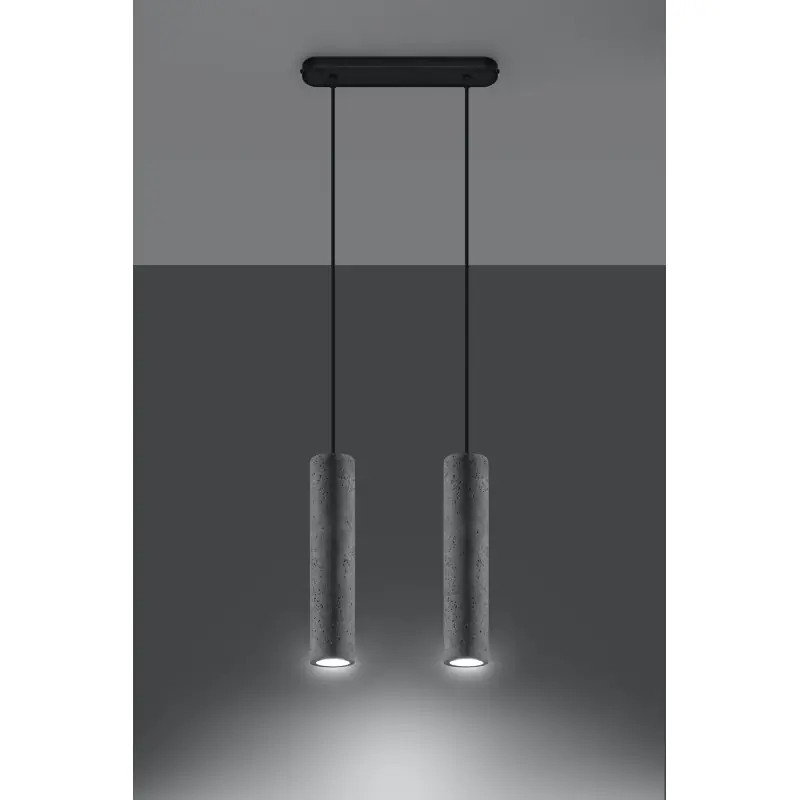 Suspension LUVO 2, acier/béton, noir/gris, GU10