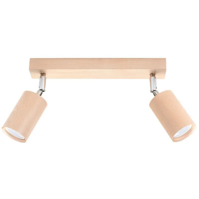 Plafonnier BERGE 2 bois naturel/chrome, GU10