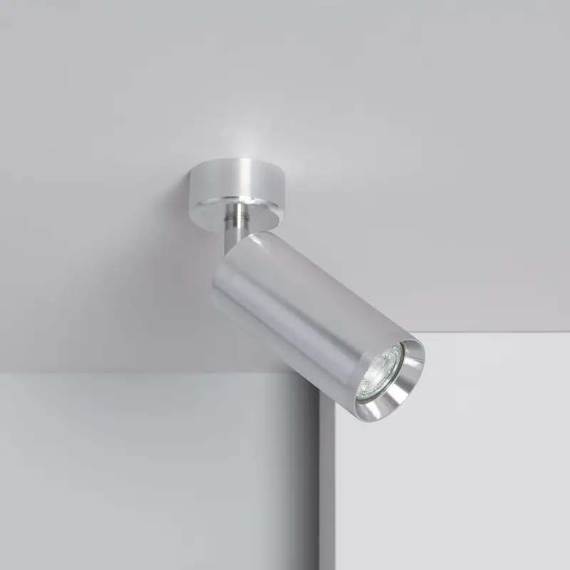 Applique murale ou plafond spot patere orientable gris aluminium culot gu10