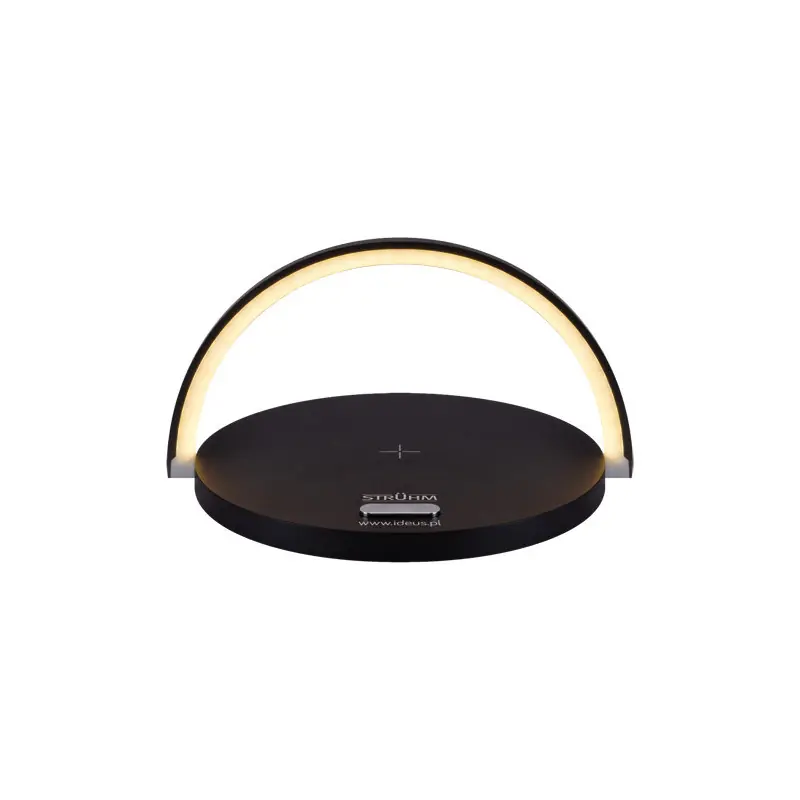 SATURN LED NOIR Lampe à poser chargeur telephone
