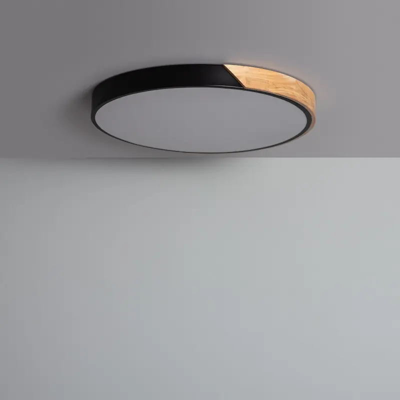 Plafonnier led 36w cct-50cm-3000k-4000k-6000k bois et métal noir-vert-blanc