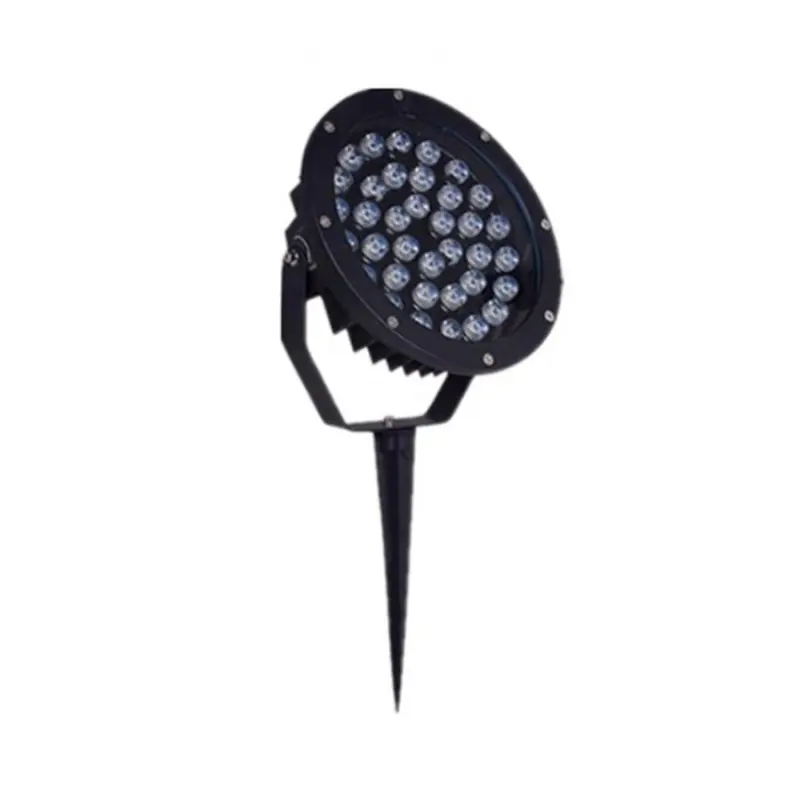 Projecteur spot piquet 18w led ip65 sur pied noir jardin rocaille et massif étanche