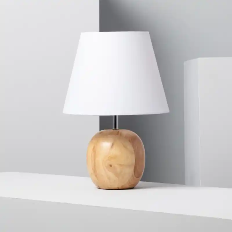Lampe de chevet bois et abat-jour culot e27 bureau