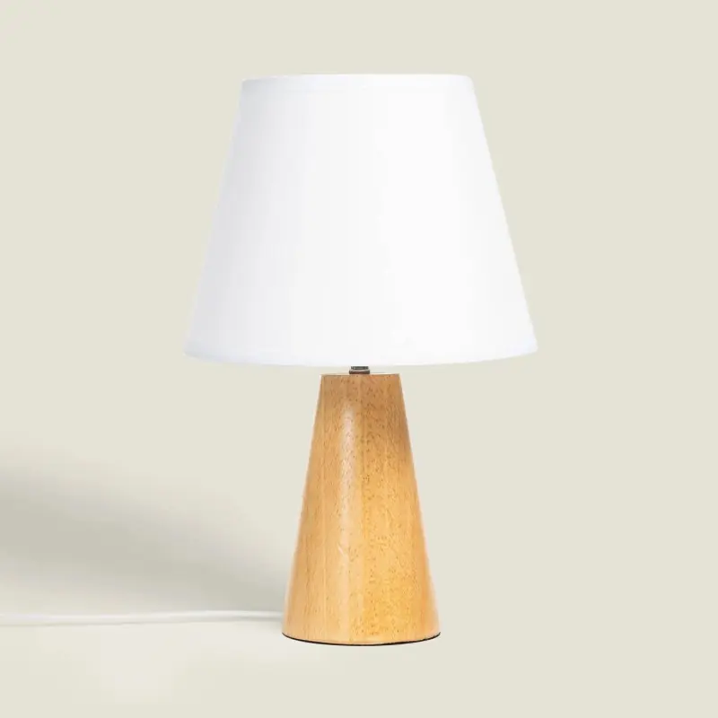 Lampe de chevet bois et abat-jour culot e27 bureau