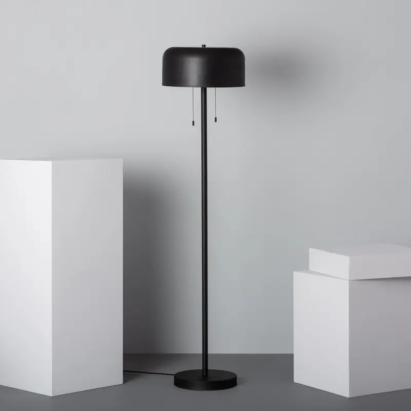 Lampadaire a poser métal noir double douille culot e27