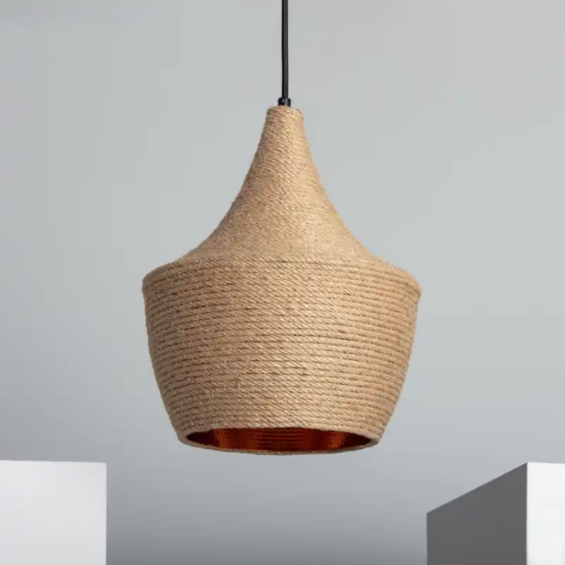 Suspension décoration rotin lampe suspendu culot e27