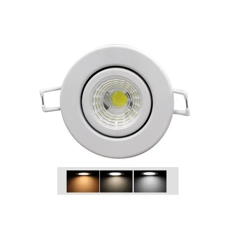 Spot encastrable 7w led rt2012 ip65 variable recouvrable rond fixe 85mm blanc-bbc-sélectionneur température