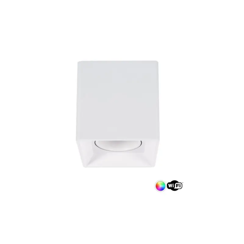 Plafonnier blanc wifi carré rgbw 4w led saillie