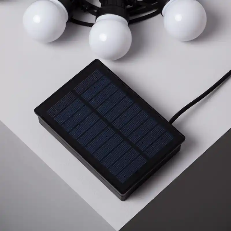 Guirlande solaire 7m lumineuse led boules décoration blanc chaud 3000k