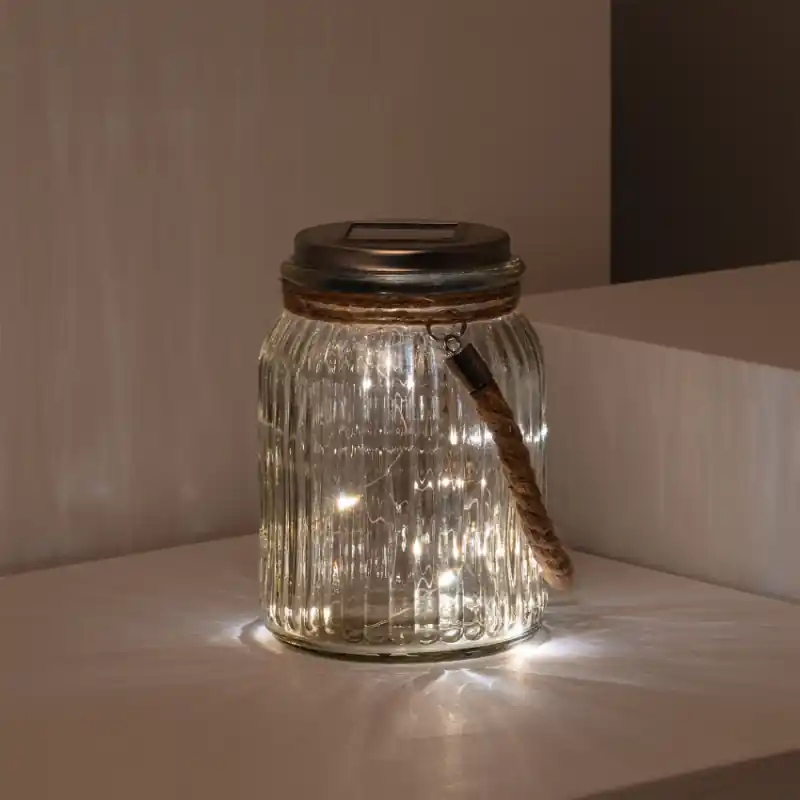 Lanterne bocal solaire lumineuse led décoration blanc chaud 3000k