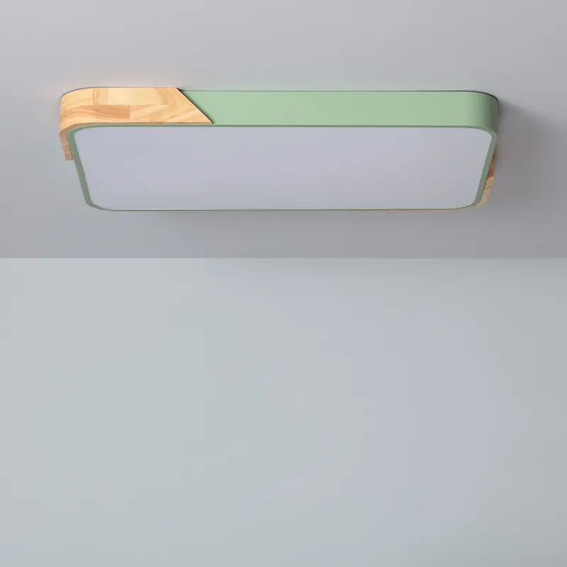 Plafonnier led 30w cct-40cm-3000k-4000k-6000k bois et métal vert