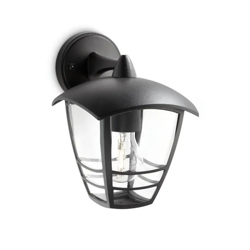 Applique extérieur Philips noire ip44 culot e27 bas