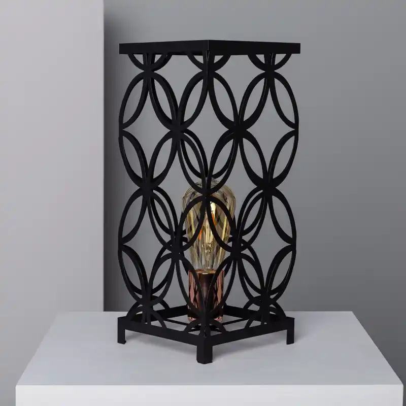 Lampe sur pied table aluminium noir culot e27