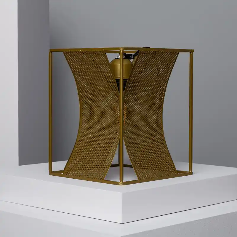 Lampe de table cage doré culot e27