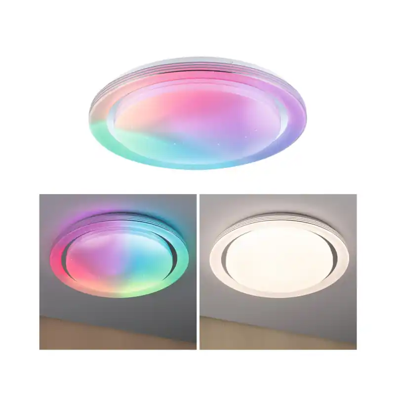 Applique/plafonnier Rainbow Dynamic RGB Tunable White 450mm Blanc/Chrome 230V Synthétique/Métal