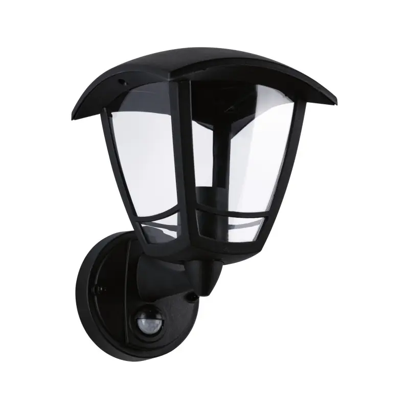 Applique extérieure 230V Classic Curved PIR IP44 E27 Verre transparent/Noir (sans ampoule)