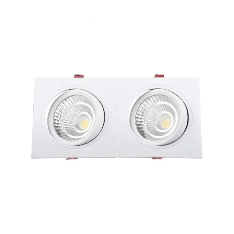 Downlight spot 30w led double carre blanc encastrable orientable-2700 lumens