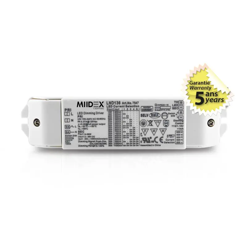 ALIM LED DALI PUSH 12-38W 3-66 VDC 200-1050mA IP20 0-10V