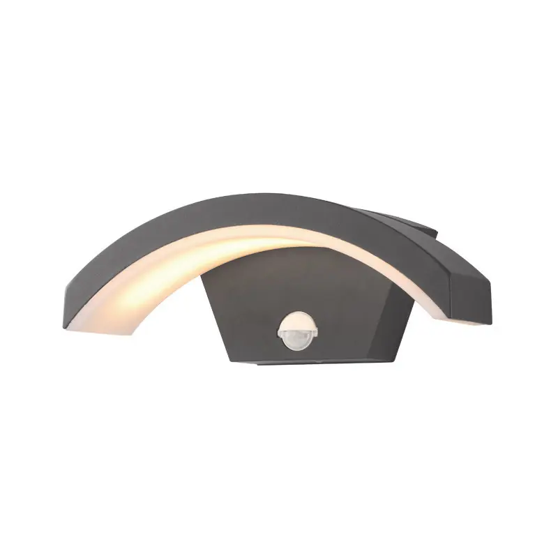 APPLIQUE MURALE CURVILIGNE LED 6 W 4000K GRIS ANTHRACITE IP54 + DETEC