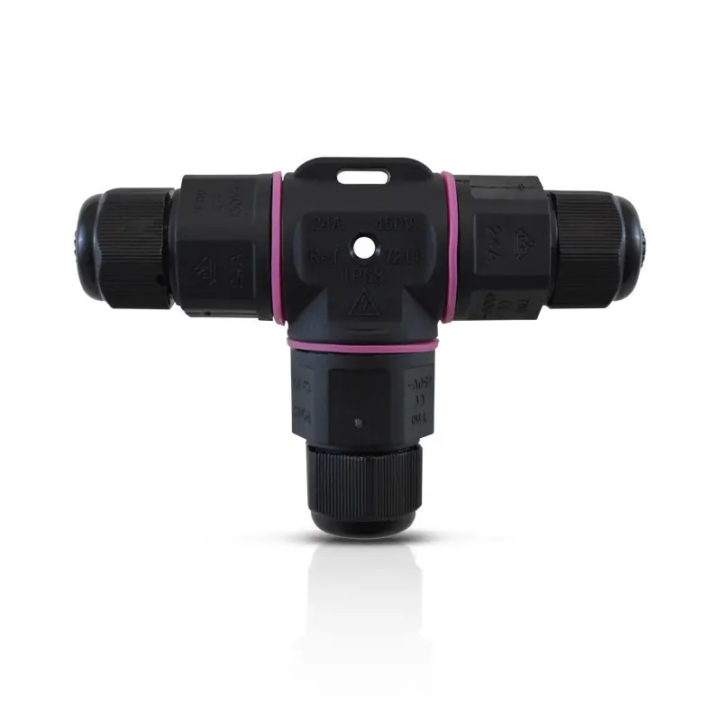 CONNECTEUR ETANCHE FORME T IP68 450 V NOIR 3 FILS