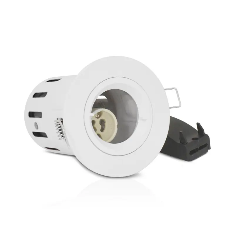 SUPPORT DE SPOT BBC ROND BLANC FIXE ajouré IP65 + douille automatiqu