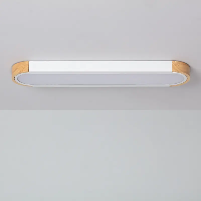 Plafonnier led 18w cct-65cm-3000k-4000k-6000k bois et métal blanc