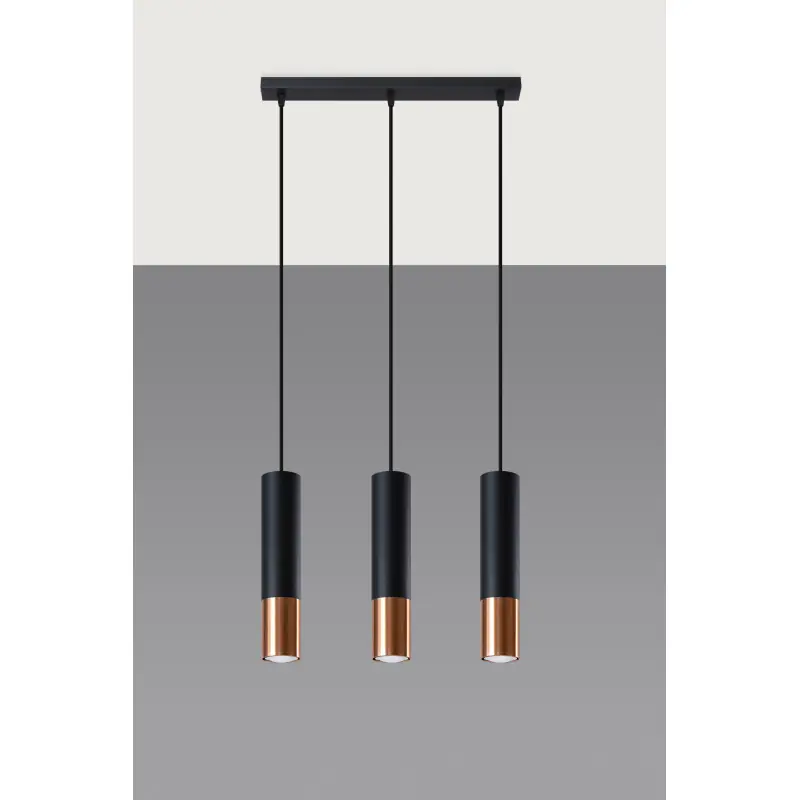 Suspension LOOPEZ 3L noir/cuivre