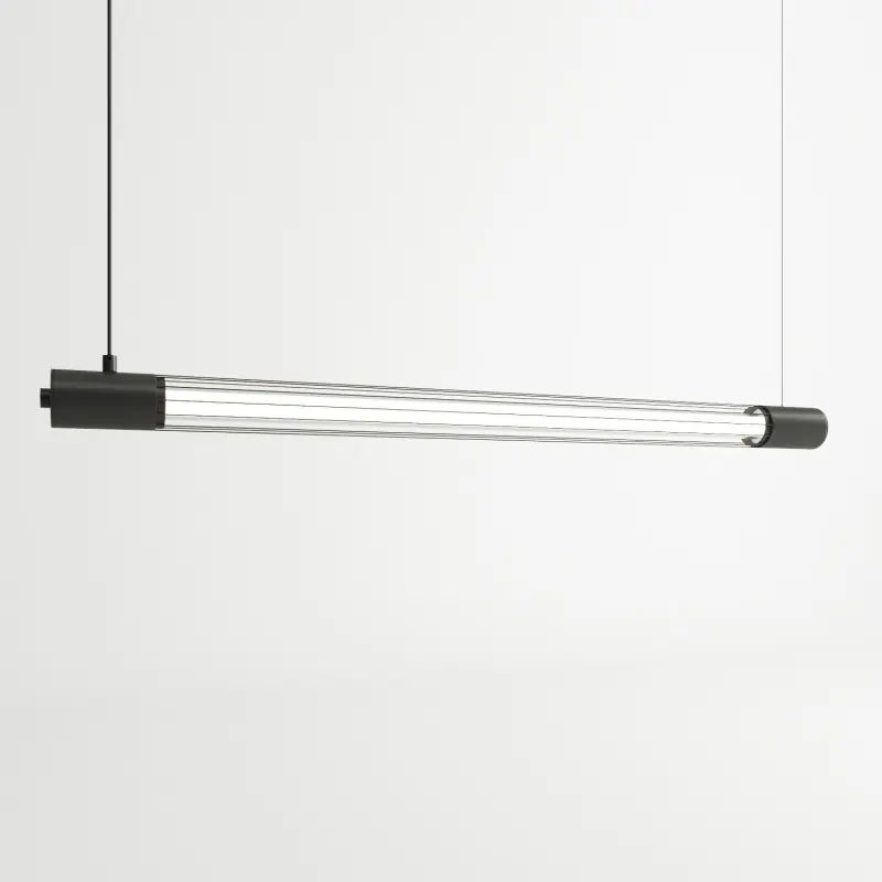 Suspension VALO noir tube retro réglette 105cm 14w 3000k