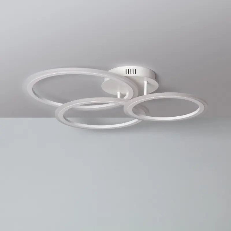 Plafonnier applique led 38w-66cm-cercle métal blanc