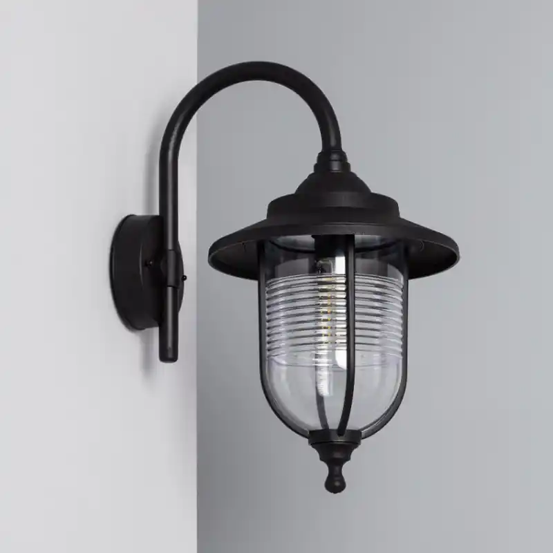 Applique extérieur noire ip44 culot e27 bas