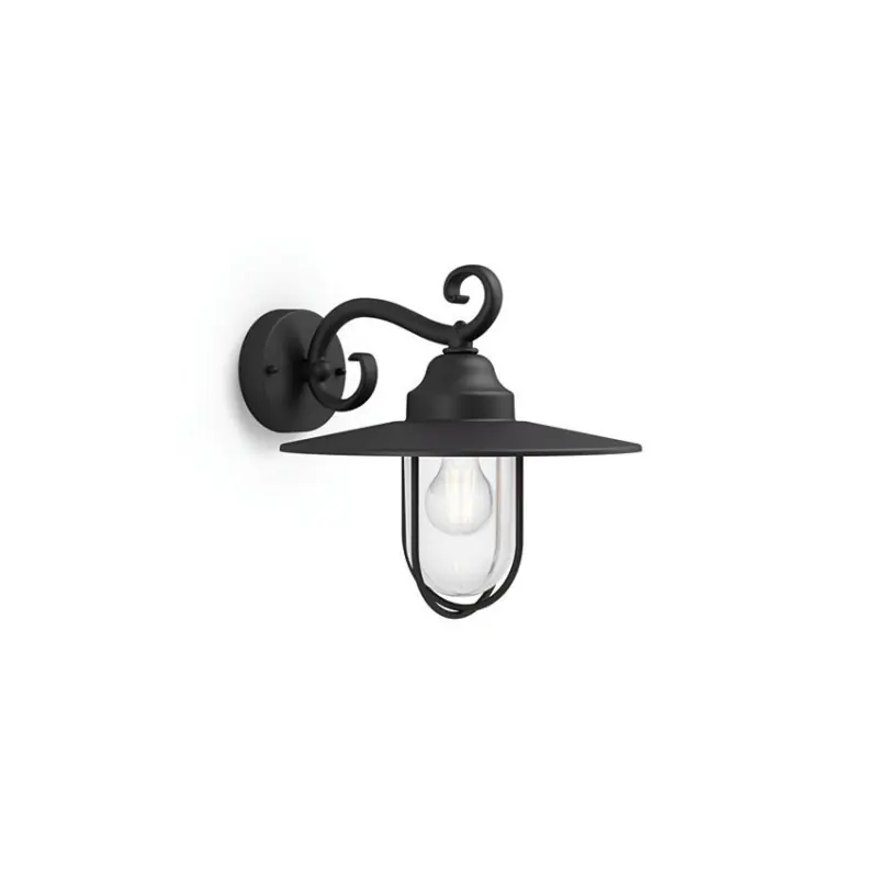 Applique extérieur Philips noire ip44 culot e27 bas