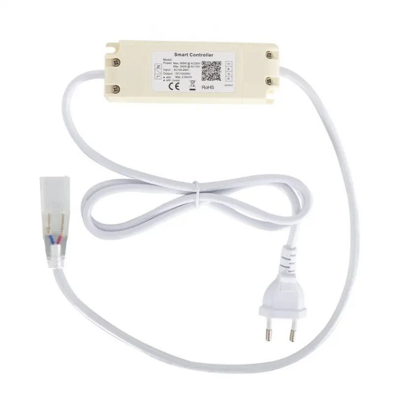 Ruban lumineux strip led 220v ip65 6000k flexible contrôleur wifi blanc froid