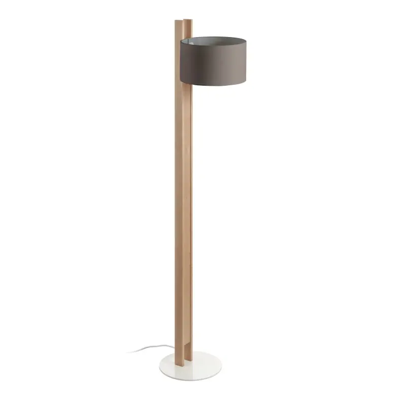 Lampadaire COMPACT E27 40W Terre de coton Bois de hêtre