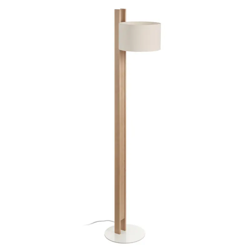 Lampadaire COMPACT E27 40W Coton beige Bois de hêtre