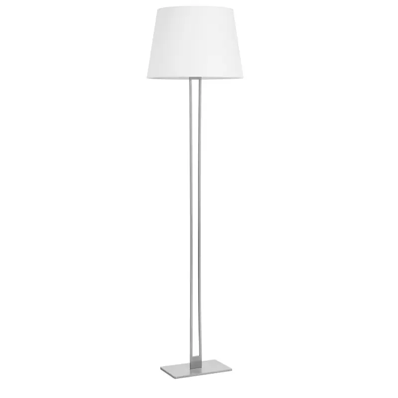 Lampadaire CLASSICAL E27 60W Nickel satiné Coton blanc