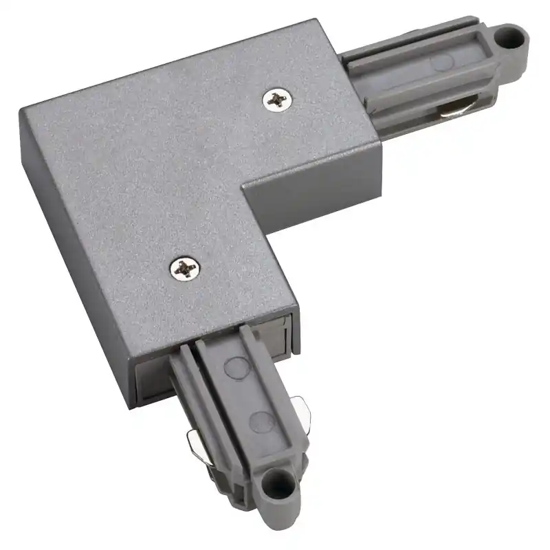 Connecteur d‘angle, terre extérieure, intérieur, pour rail 1 allumage en saillie, gris, avec possibilité d‘alimentation