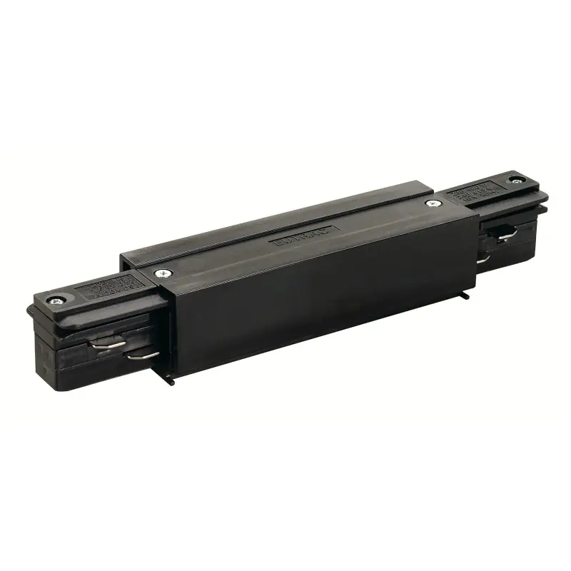 EUTRAC®, connecteur longitudinal avec possibilité d‘alimentation, intérieur, pour rail 3 allumages en saillie, noir