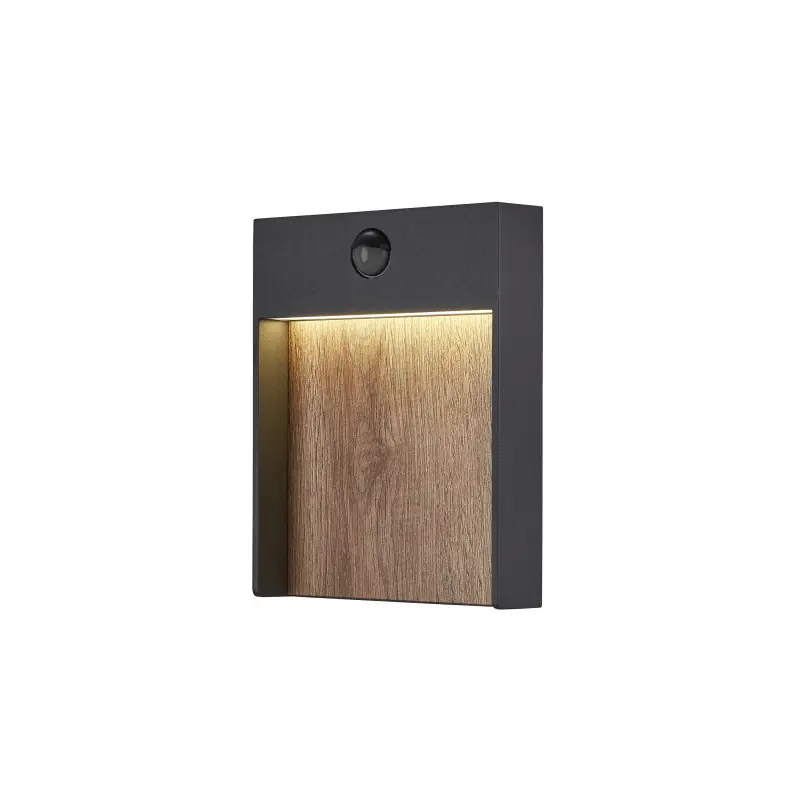 FLATT SENSOR, applique extérieure, anthracite/imitation bois, LED, 16W, 3000K/4000K, IP54, détecteur de mouvements