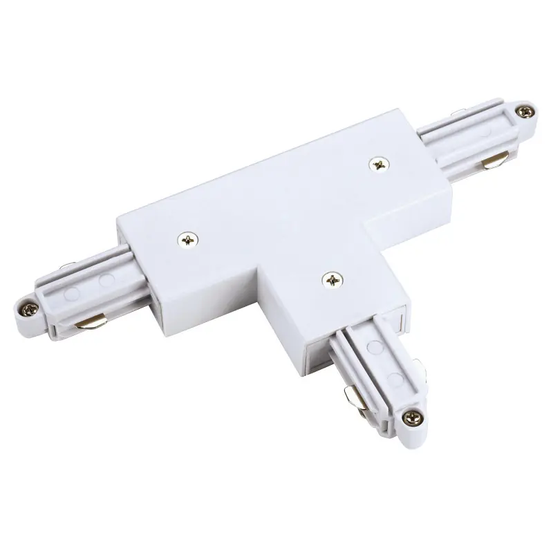 Connecteur en T, terre droite, intérieur, pour rail 1 allumage en saillie, blanc, avec possibilité d‘alimentation